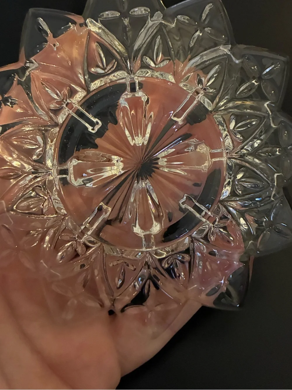 Vintage Federal Glass Petal Chime Candle Holder | Soap Dish Vanity Decor Floral